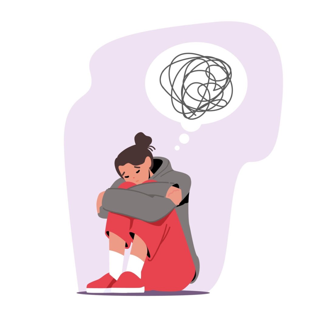 Person sitting on the floor having thoughts about their Depression