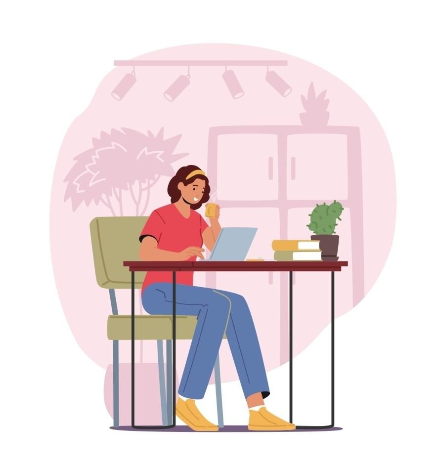 A person sitting at a desk learning about DBT (Dialectical Behavioral Therapy)