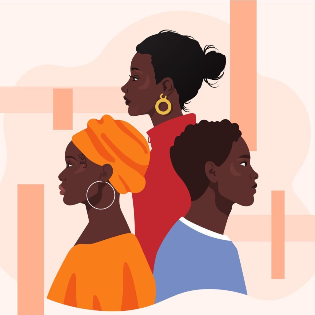 men and woman in colorful clothes stand one by one