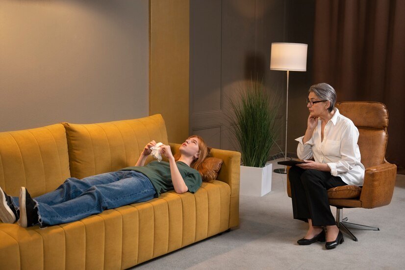 a therapist doing a therapy on how to overcome insomnia and on how to sleep better